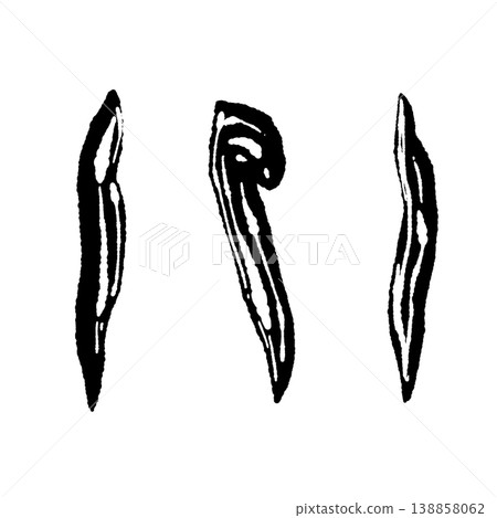 Black and white hand-drawn illustration of a matsutake mushroom (sliced lengthwise). Black and white hand-drawn illustration of a matsutake mushroom (sliced lengthwise). 138858062