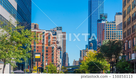 Buildings in Midtwon Manhattan under a clear sky 138858113