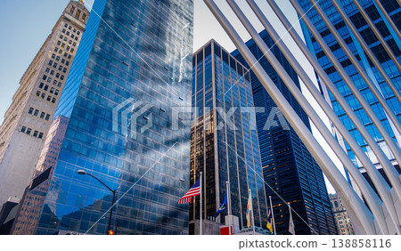 Skyscrapers in Lower Manhattan under a clear sky 138858116