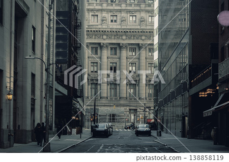 Empty street in Lower Manhattan Empty street in Lower Manhattan 138858119