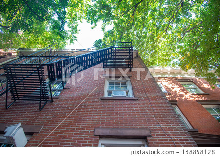 External fire escape stair in Greenwich village in Manhattan External fire escape stair in Greenwich village in Manhattan 138858128