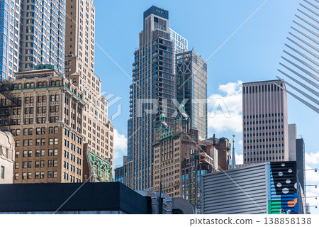Lower Manhattan under a blue sky with clouds 138858138