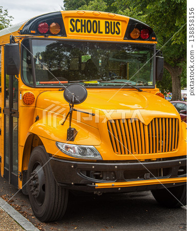 Close up of a yellow school bus in Washington DC Close up of a yellow school bus in Washington DC 138858156