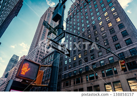 One Way Sign in Midtown Manhattan One Way Sign in Midtown Manhattan 138858157