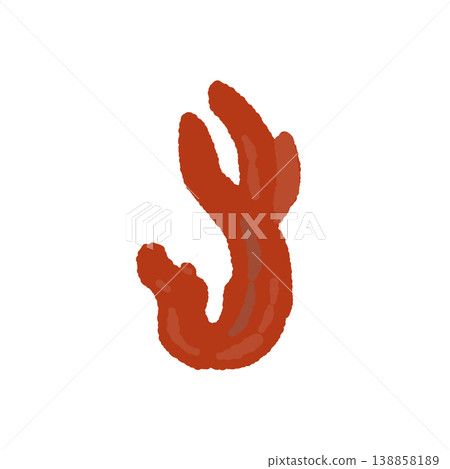 Hand-drawn illustration material of a single, slender *Podostroma cornu-damae* mushroom. 138858189