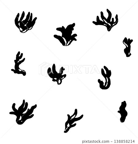 Monochrome hand-drawn illustration material of the fire coral mushroom (randomly arranged) Monochrome hand-drawn illustration material of the fire coral mushroom (randomly arranged) 138858214