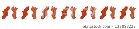 Illustration material of densely arranged fire coral mushrooms (Podostroma cornu-damae) line decorations and decorative borders. 138858222