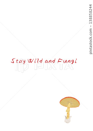 Vertical menu/card template with a hand-drawn illustration of a Caesar's mushroom (with its cap open). 138858244