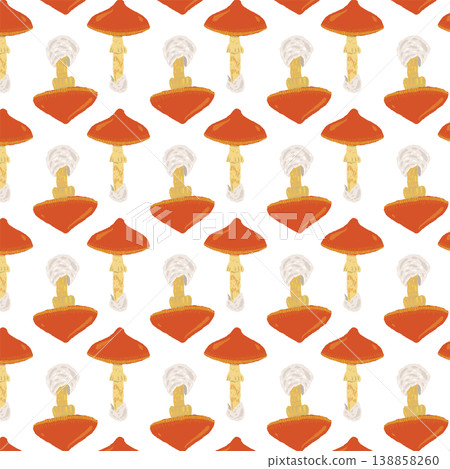 密集排列的毒傘菌無縫圖案背景插圖 138858260