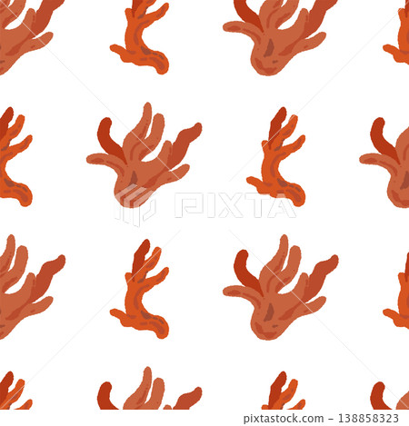 Seamless pattern background illustration of the fire coral mushroom (randomly placed). Seamless pattern background illustration of the fire coral mushroom (randomly placed). 138858323