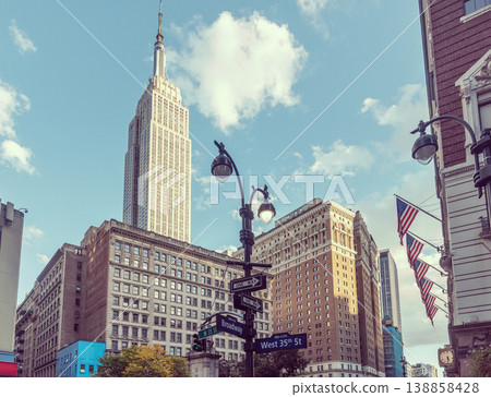 Skyscrapers in Manhattan in vintage tone 138858428
