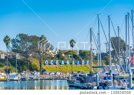 Oceanside sign by the harbor on a sunny day 138858508
