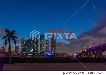 Skyscrapers in Downtown Miami at night Skyscrapers in Downtown Miami at night 138858525
