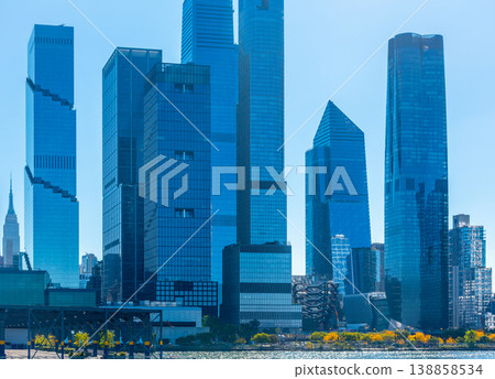 Skyscrapers in Lower Manhattan seen from the water Skyscrapers in Lower Manhattan seen from the water 138858534