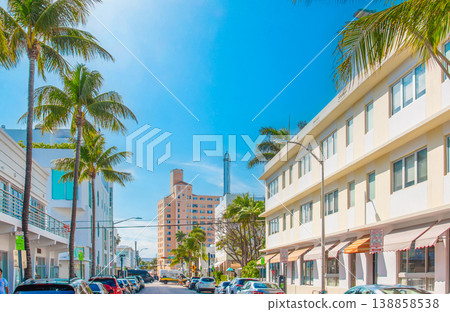 Picturesque street in Miami Beach on a sunny day 138858538