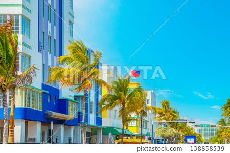 Art Deco buildings in Ocean Drive in Miami Beach 138858539