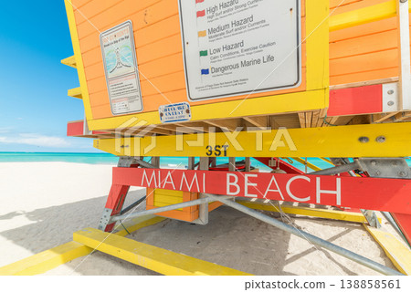 Colorful lifeguard tower in Miami Beach 138858561