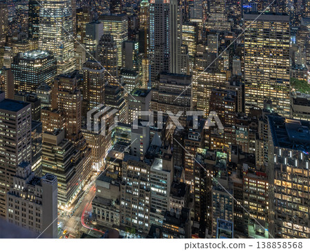 Lights of Manhattan skyscrapers at night Lights of Manhattan skyscrapers at night 138858568