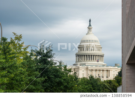 World famous United States Capitol Building under an overcast sky 138858594