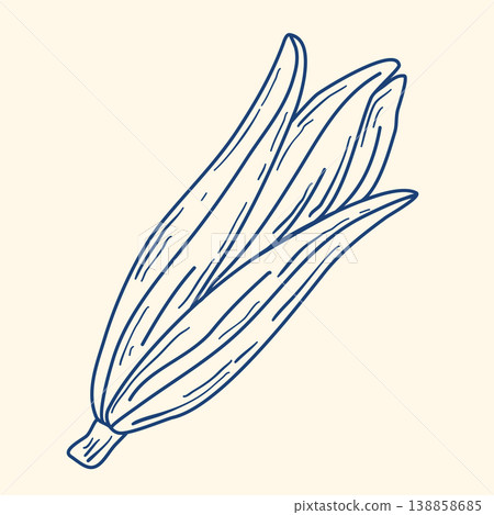 Ear of corn hand drawn blue ink clip art illustration 138858685