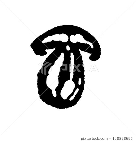 Monochrome hand-drawn illustration of a porcini mushroom (cross-section slice) Monochrome hand-drawn illustration of a porcini mushroom (cross-section slice) 138858695