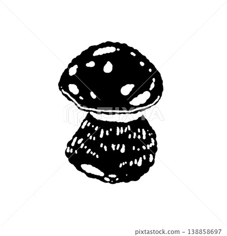 Monochrome hand-drawn illustration of a porcini mushroom (single, front view) Monochrome hand-drawn illustration of a porcini mushroom (single, front view) 138858697