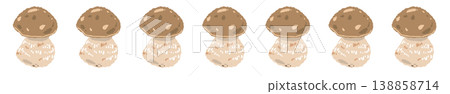 Porcini mushroom (slightly slanted, variation) line decoration/decorative border 138858714