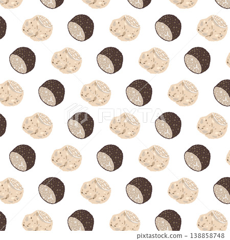 松露無縫圖案背景插圖（混合，隨機散佈） 138858748