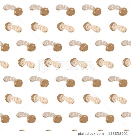 切片牛肝菌（散落）的無縫圖案背景插圖 138858901