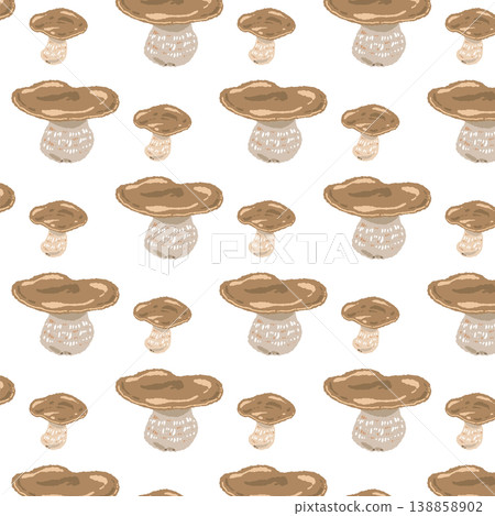 牛肝菌（混合散落）無縫圖案背景插圖 138858902