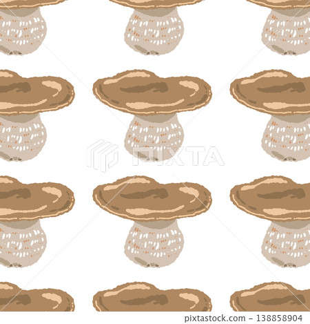 大型牛肝菌無縫圖案背景插圖（間距較寬） 138858904