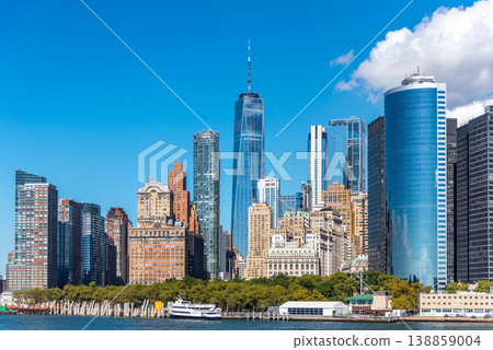 Blue sky over the skyscrapers in Lower Manhattan Blue sky over the skyscrapers in Lower Manhattan 138859004