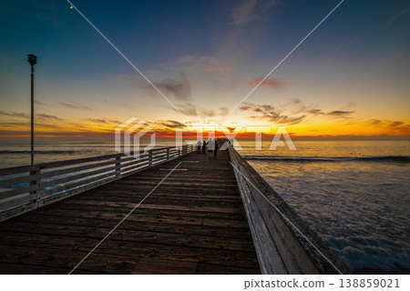 Crystal Pier in Pacific Beach at sunset Crystal Pier in Pacific Beach at sunset 138859021
