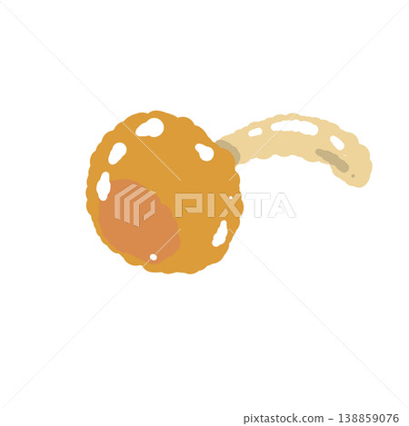 Hand-drawn illustration material of a single Nameko mushroom (sideways). Hand-drawn illustration material of a single Nameko mushroom (sideways). 138859076
