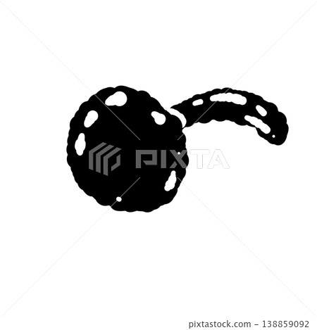 單色手繪插圖素材，描繪了一朵滑子菇（側放）。 138859092