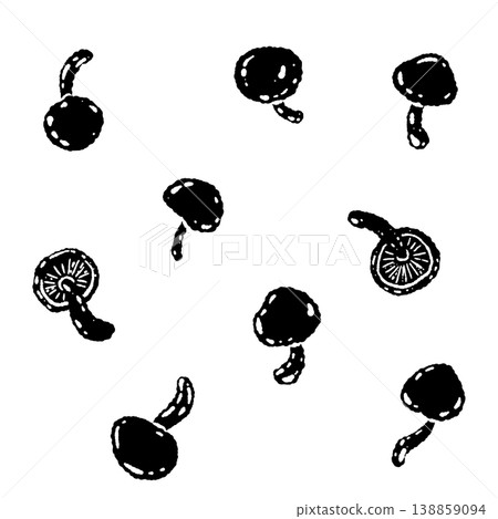 單色手繪滑子菇插圖（隨機排列） 138859094