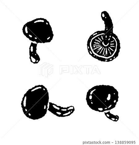 單色手繪滑子菇插圖（多種變體） 138859095