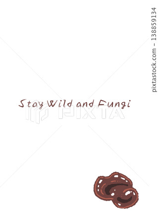 Vertical menu/card template with a hand-drawn illustration of wood ear mushrooms (wavy shape). 138859134