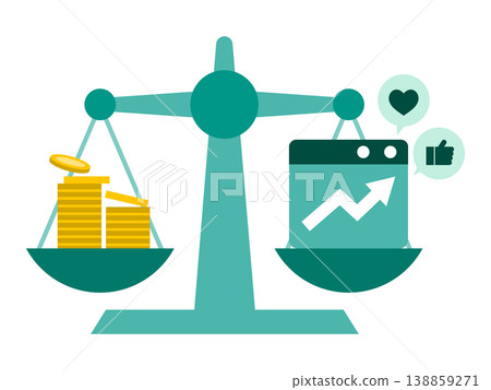 A concept illustration of AI marketing comparing budget allocation and cost-effectiveness for social media advertising. A concept illustration of AI marketing comparing budget allocation and cost-effectiveness for social media advertising. 138859271