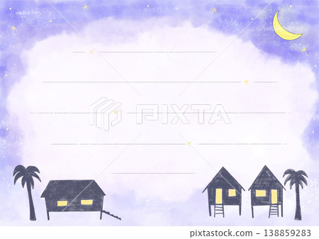 賀卡設計：星空與亞洲村莊 138859283