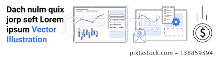 Financial management, data analysis, business strategy, performance metrics, digital tools, economic trends. Charts, graphs documents and dollar symbols. Financial management and data analysis Financial management, data analysis, business strategy, performance metrics, digital tools, economic trends. Charts, graphs documents and dollar symbols. Financial management and data analysis 138859394