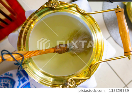 church attributes. various accessories for the holy ritual. gold bowl church attributes. various accessories for the holy ritual. gold bowl 138859589