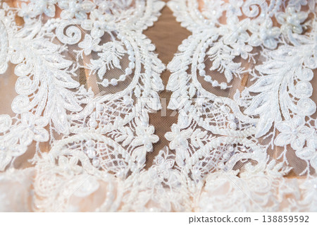 beautiful wedding dress close-up details of wedding lace beautiful wedding dress close-up details of wedding lace 138859592