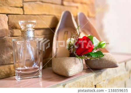 stylish wedding attributes of the bride's butane's shoes. stylish wedding attributes of the bride's butane's shoes. 138859635