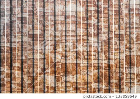 Decorative fence or wall surface with realistic stone texture imitation. Decorative fence or wall surface with realistic stone texture imitation. 138859649