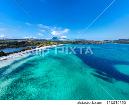 Aerial view of Lu Impostu beach on a sunny day Aerial view of Lu Impostu beach on a sunny day 138859860