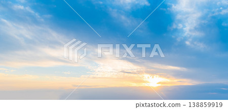 Sunset Sky with Sun in the Lower Third and Open Cloud Space Sunset Sky with Sun in the Lower Third and Open Cloud Space 138859919