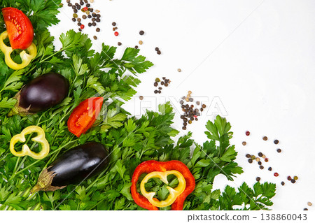 Parsley on a white background, vegetables and greens on a white background, a background of vegetables Parsley on a white background, vegetables and greens on a white background, a background of vegetables 138860043