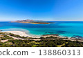 Aerial view of La Pelosa beach with Isola Piana on the background 138860313