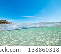 Split underwater view of La Pelosa beach in springtime 138860318